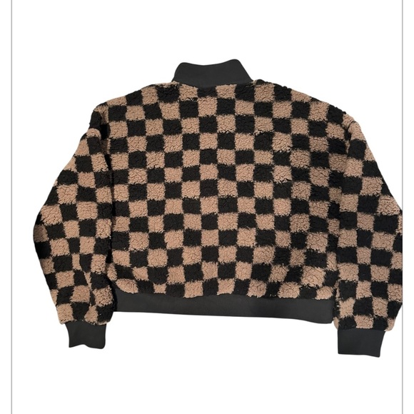 PINK Victoria's Secret Iced Coffee Checkered Half Zip Sherpa Size L  NWT - Picture 5 of 6